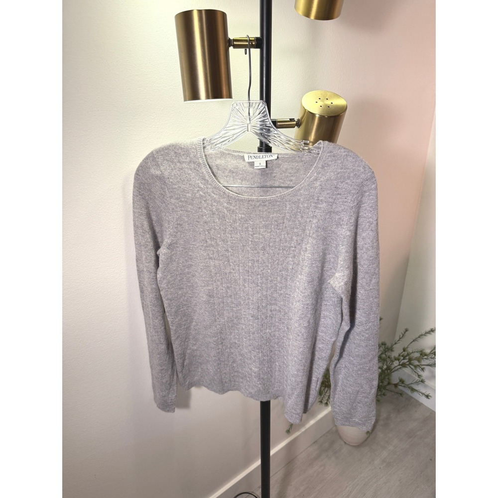 Pendleton cashmere gray SM pullover crewneck simple luxury soft basics warm euc